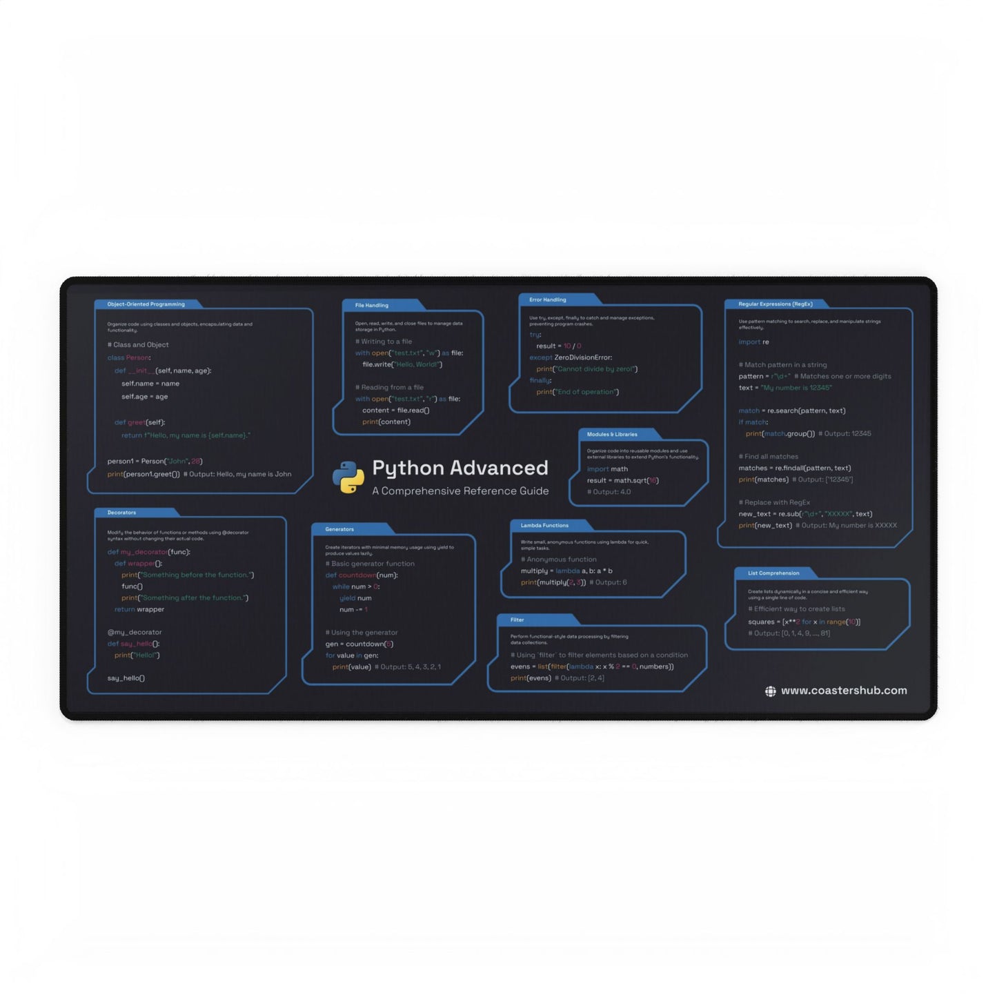 Advanced Python Cheat Sheet Mousepad - Master Python Like a Pro!
