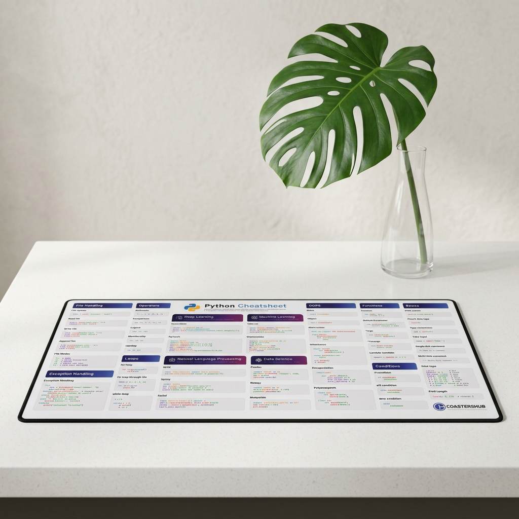 Python Cheat Sheet Desk Mat — With AI & Machine Learning Shortcuts