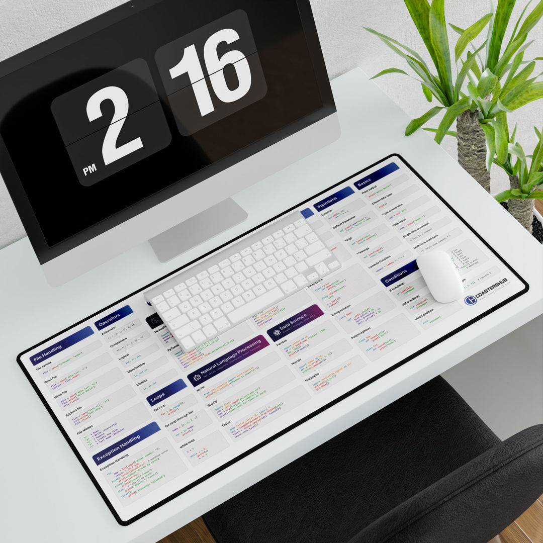 Python Cheat Sheet Desk Mat — With AI & Machine Learning Shortcuts