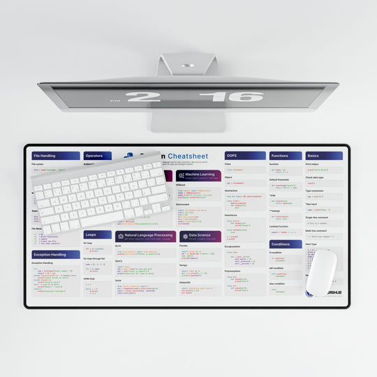 Python Cheat Sheet Desk Mat — With AI & Machine Learning Shortcuts
