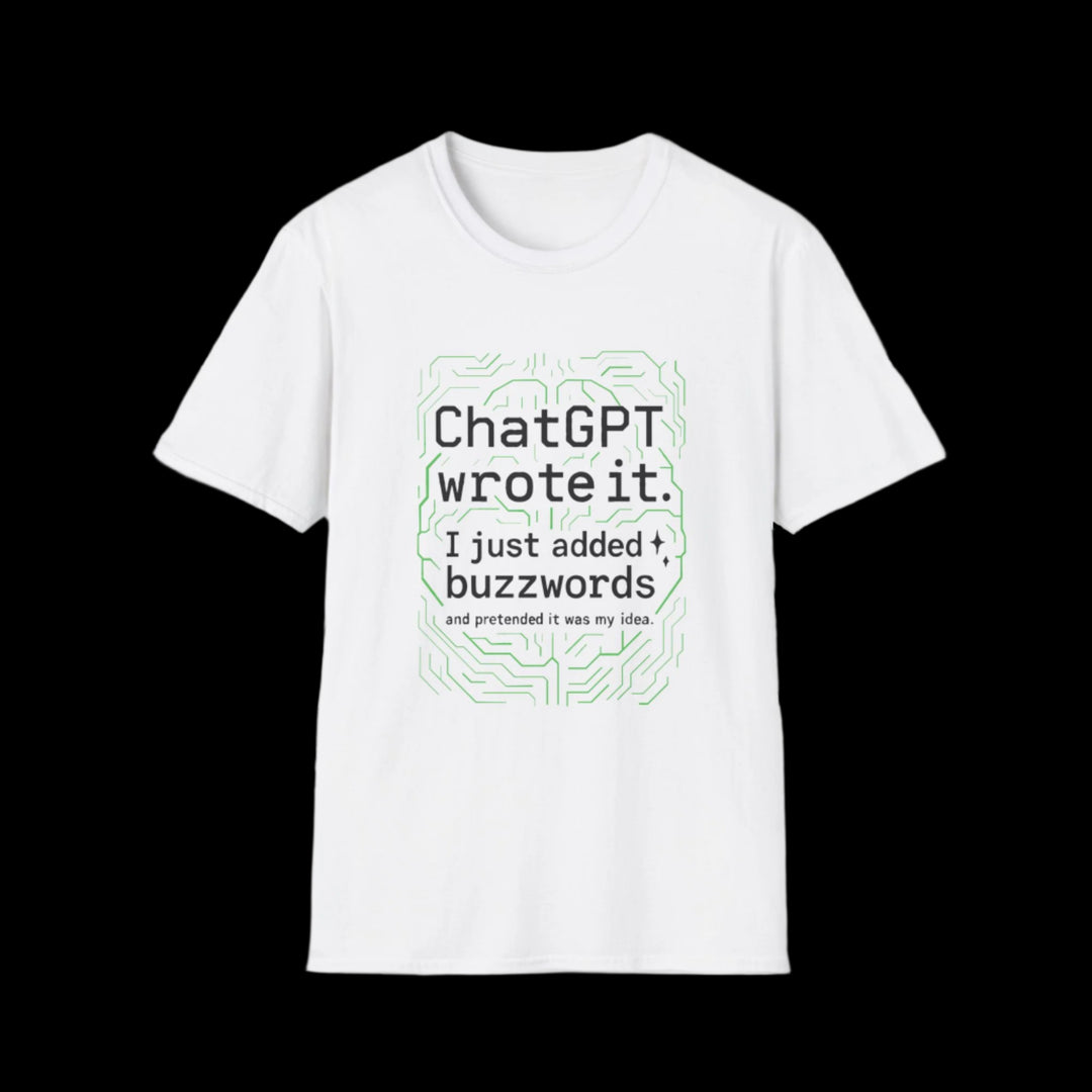 AI Buzzword T-Shirt for Tech Professionals featuring ChatGPT jargon