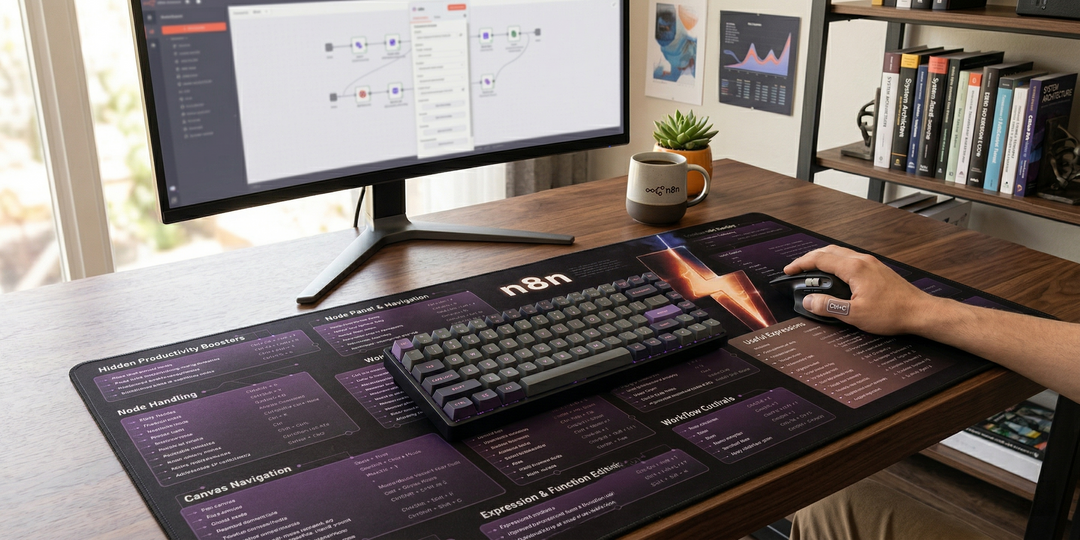 n8n Workflow Automation Cheat Sheet Desk Mat - Developer Reference Pad