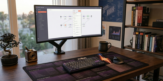 n8n Workflow Automation Cheat Sheet Desk Mat - Developer Reference Pad