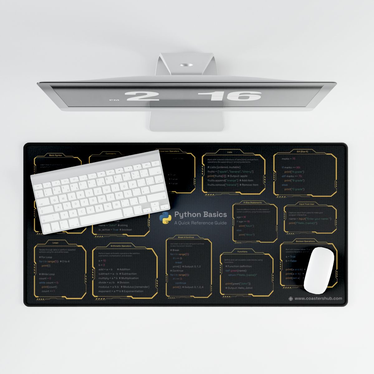 Python Programming Cheat Sheet Desk Mat.